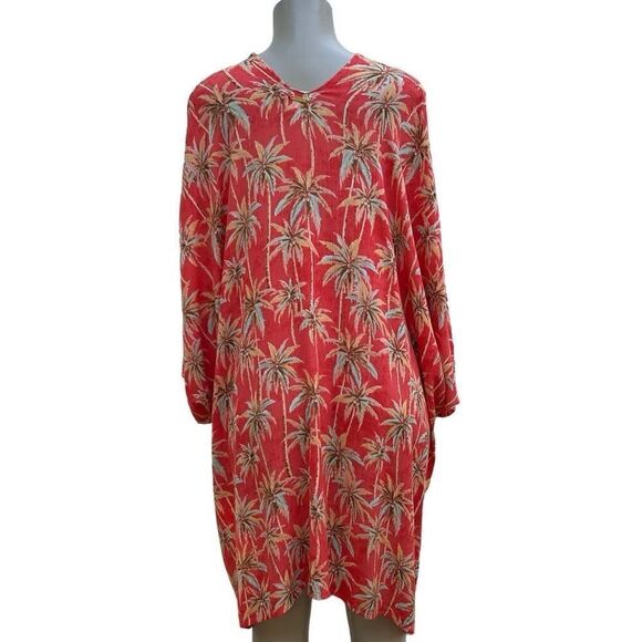 Body Glove Coral Print Cover Up One Size Orange Coral Palm Tree Print - Picture 4 of 16